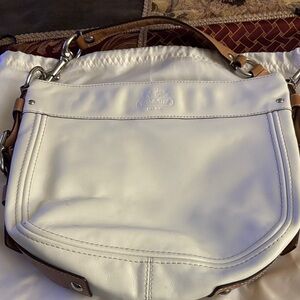 Coach Cream and Brown Shoulder Bag
